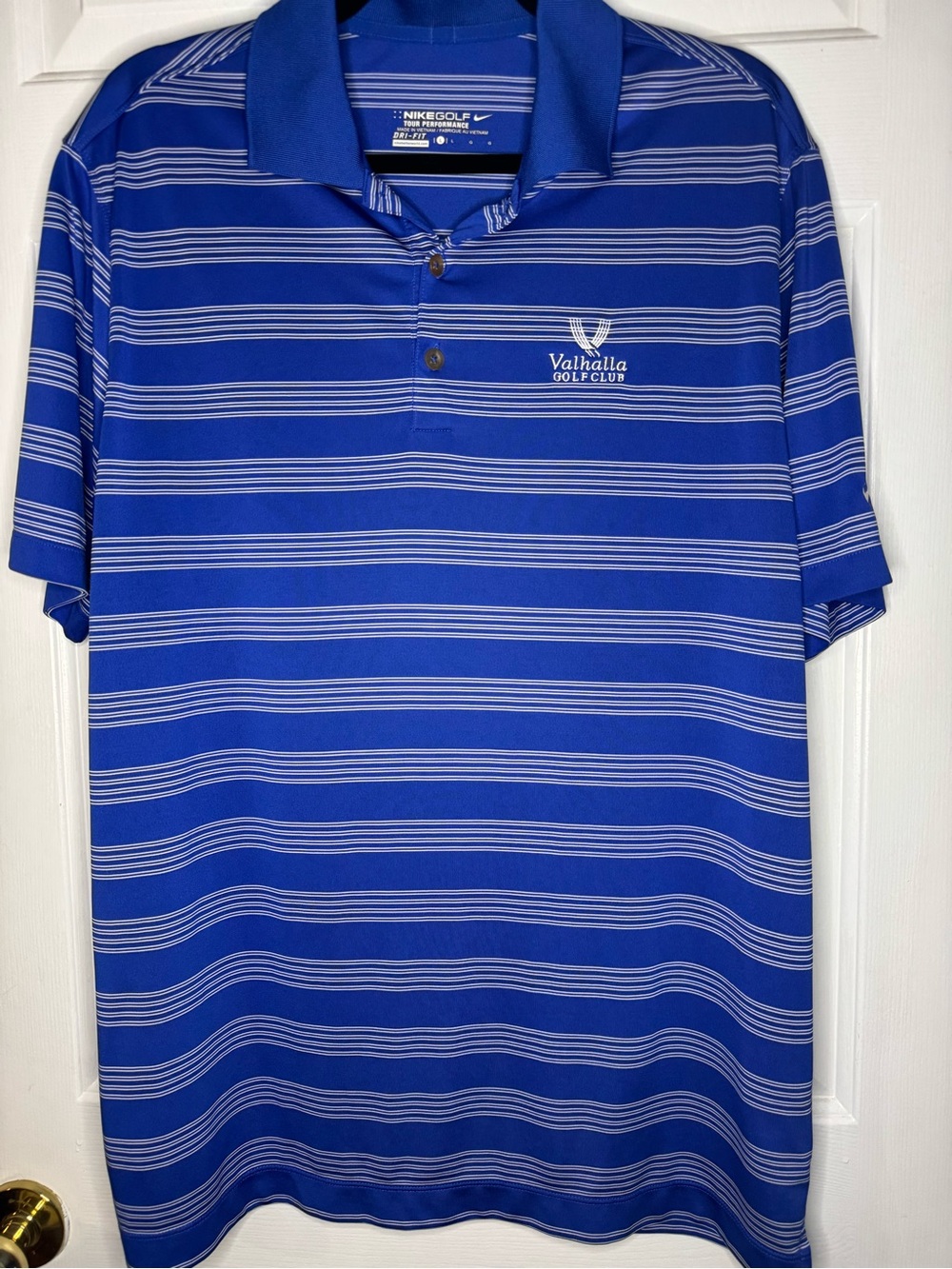 Nike Royal Blue with White Striped Golf Polo